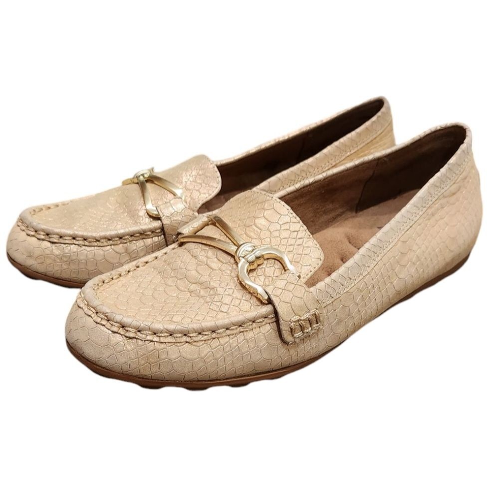 Naturalizer Demur-Bit Birchwood Snake Print Leather Loafer Shoes 8.5